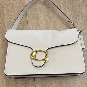 Cream Leather Shoulder Bag with Gold Hardware